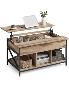 Couchtisch Höhenverstellbar Stauraum X-Streben Kamelbraun