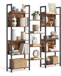 Bücherregal Standregal Metallrahmen Industrie-Design Vintagebraun