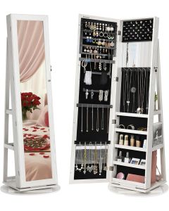Schmuckschrank Standspiegel 360° drehbar weiss