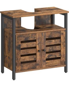 Waschbeckenunterschrank mit Lamellentüren vintagebraun-schwarz