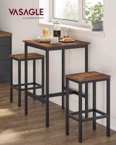 Bartisch-Set mit Barhockern, vintagebraun-tintenschwarz
