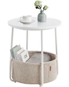 Beistelltisch mit Stauraum, modern, Mattweiss-Kamelbraun