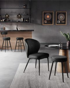 Barhocker 2er Set Kunstleder tintenschwarz Small