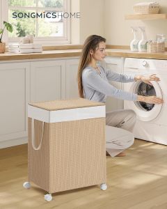Wäschekorb Rattan-Optik mit Deckel naturbeige