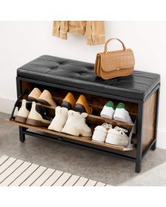Schuhbank Industrie-Design mit Klappe vintagebraun