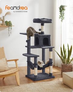 Kratzbaum Katzenhaus mit Hängematte rauchgrau