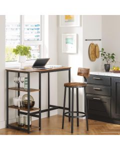 Stehtisch Bartisch Computertisch Industriestil Stahlrahmen Braun