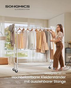 Kleiderständer auf Rollen Metall silbern