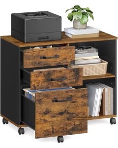 Rollcontainer Aktenschrank mit Schubladen Vintagebraun-Schwarz