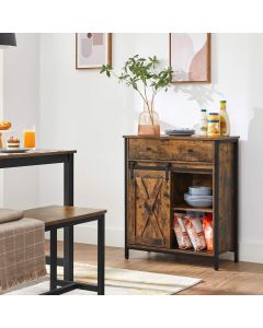 Sideboard Küchenschrank Landhausstil Vintagebraun-Schwarz