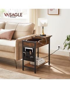 Beistelltisch mit Steckdose USB vintagebraun-schwarz