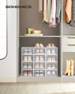 Schuhboxen Set stapelbar Kunststoff transparent-weiss