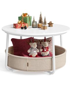 Couchtisch Rund Modern Metallrahmen Kamelbraun