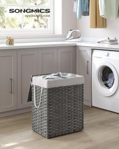 Wäschekorb Rattan Faltbar 90L Taubengrau