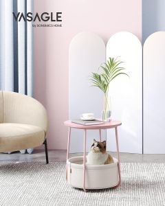 Beistelltisch rund mit Stauraum pastellrosa
