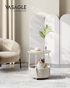 Beistelltisch rund mit Stauraum naturbeige