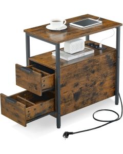 Beistelltisch mit Steckdosenleiste Vintagebraun-Schwarz