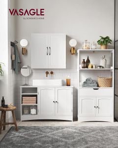 Waschbeckenunterschrank mit Türen und Fächern Weiss