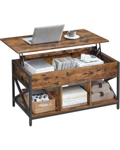 Couchtisch höhenverstellbar Stauraum vintagebraun Stahl