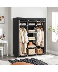 Kleiderschrank faltbar mit Kleiderstangen schwarz