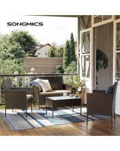 Polyrattan Lounge-Set braun-taupe wetterfest