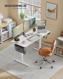 Schreibtisch elektrisch höhenverstellbar Büro wolkenweiss