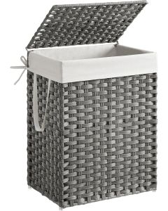 Wäschekorb Rattan Faltbar 90L Taubengrau