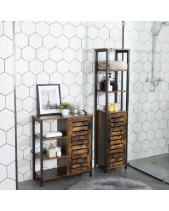 Hochschrank Schmal Offene Versteckte Ablagen Vintagebraun