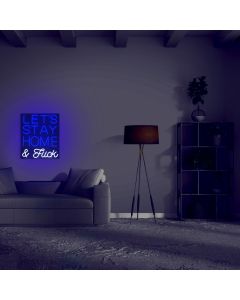 LED Wandneon - Lets Stay Home and F*ck blau