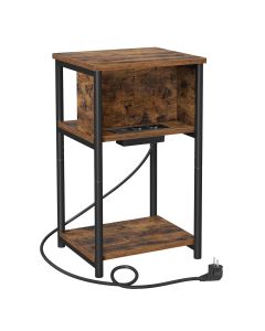 Beistelltisch mit Steckdose Vintagebraun-Schwarz