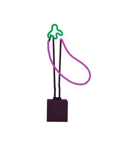 Glas Neon Tischlampe mit Betonsockel - Aubergine