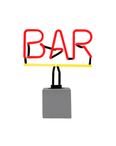 Glas Neon Tischlampe mit Betonsockel - BAR