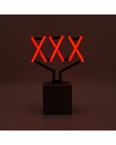 Glas Neon Tischlampe mit Betonsockel - XXX