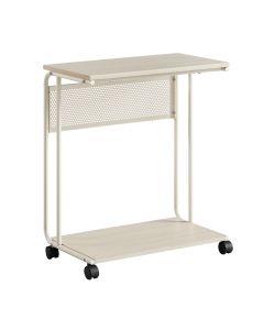 Beistelltisch mobil mit Rollen Cremeweiss Stahl