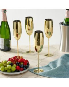 Edelstahl Sektgläser Flute Gold 2er-Set