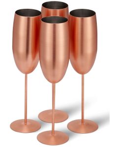 Edelstahl Sektgläser Flute Roségold Matt 4er-Set