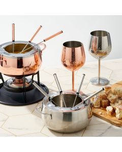 Fondue Set Edelstahl Rosegold