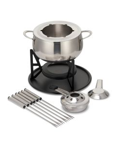 Fondue Set Edelstahl Silber