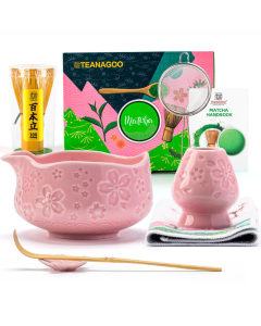 Matcha Set Pink Sakura mit Ausgiessschale 7-tlg.