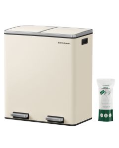 Mülleimer 2-Kammer Soft-Close Creme Stahl