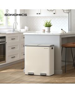 Mülleimer 2-Kammer Soft-Close Creme Stahl