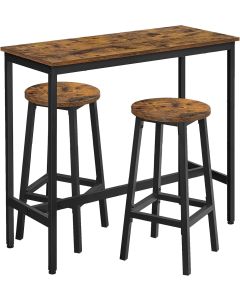 Bartisch-Set Industrie-Design vintagebraun Stahl