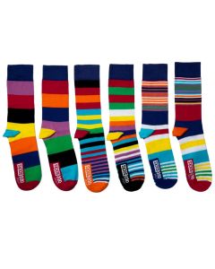 Einzelne Socken im 6er Pack, THE SOCK EXCHANGE Bunte Streifen, Gr. 39-46, mit Geschenkbox