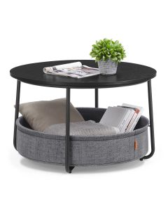 Couchtisch rund mit Stoffkorb schwarz