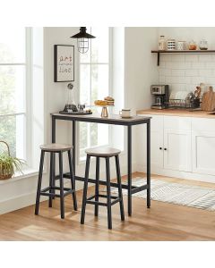 Barhocker 2er-Set greige-schwarz Metall