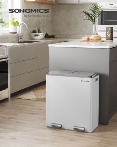 Treteimer 60L Mülltrennung Weiss Stahl