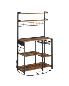 Küchenregal höhenverstellbar Steckdose Vintage-Braun Holz