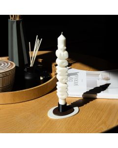 Kerze Taper candle UN AN DE+ weiss