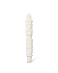 Kerze Taper candle MERRY XMAS weiss