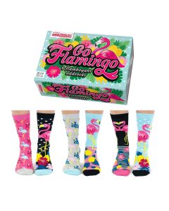 Einzelne Socken im 6er Pack, GO FLAMINGO, Gr. 37-42, mit Geschenkbox
